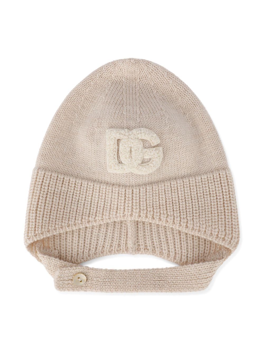 Dolce & Gabbana Kids logo patch knitted hat - Neutrals