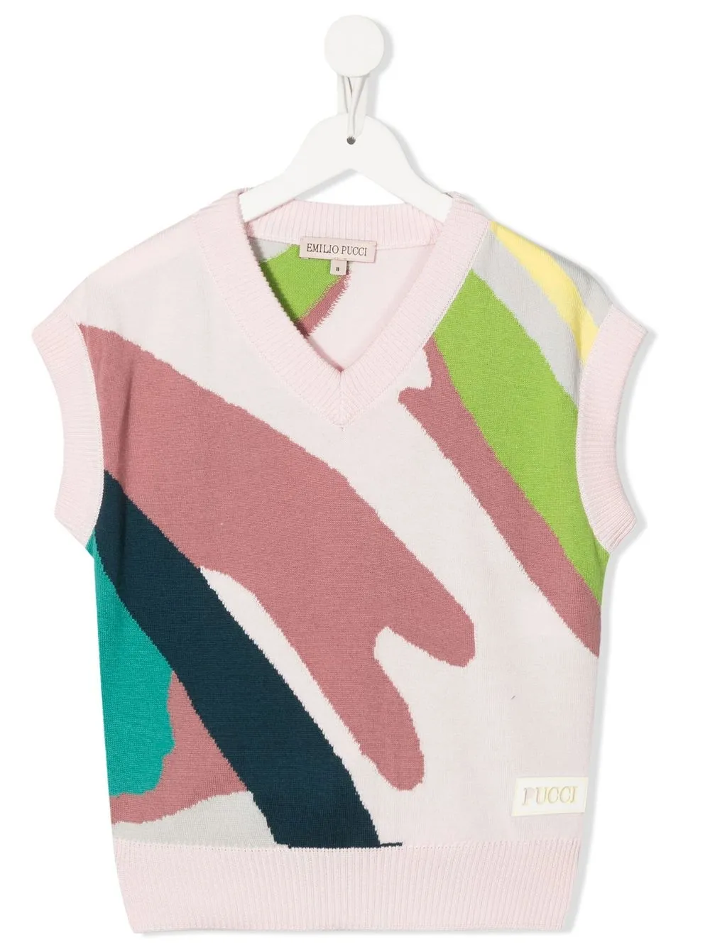 

PUCCI Junior suéter sin mangas con diseño color block - Rosado