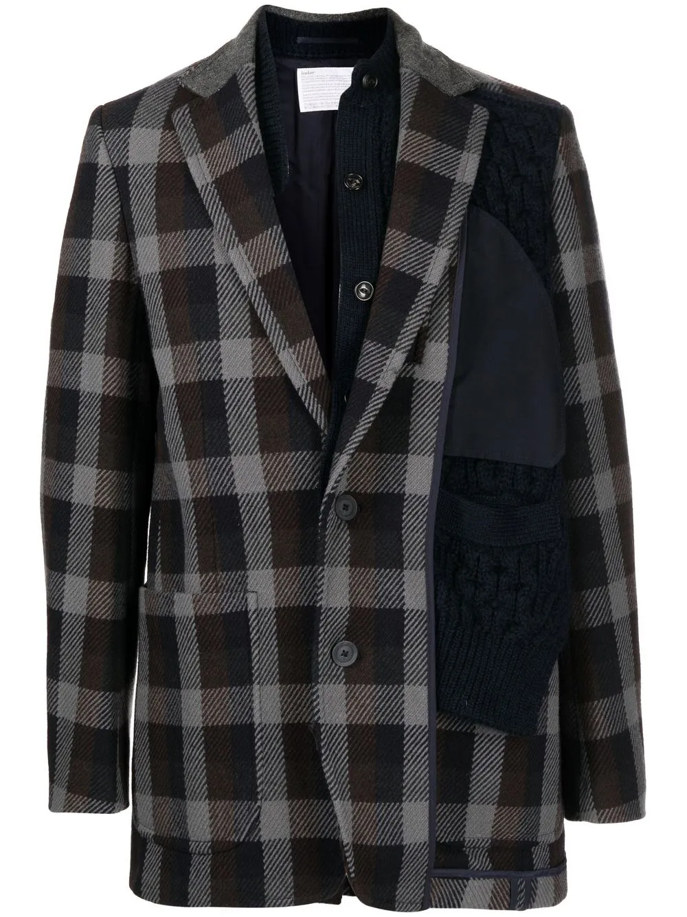 

Kolor check-pattern wool blazer - Blue