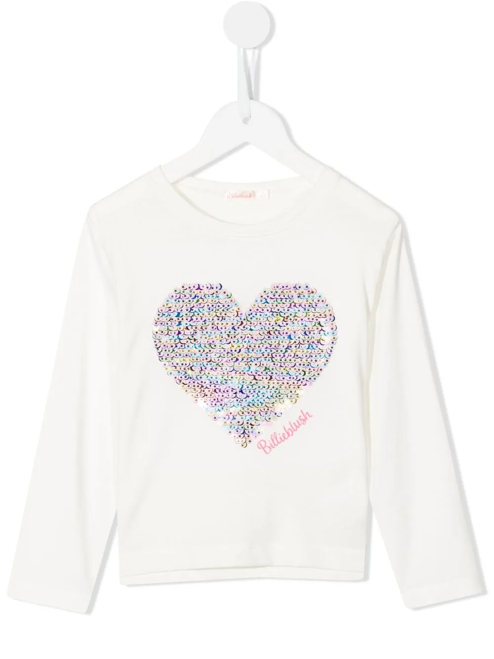 

Billieblush logo heart print long-sleeve top - White