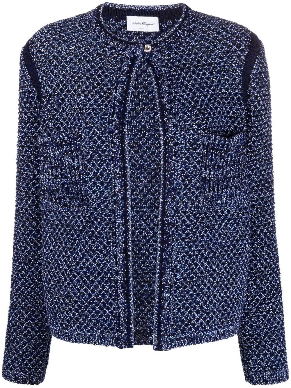 

Salvatore Ferragamo chamarra de tweed con cuello redondo - Azul