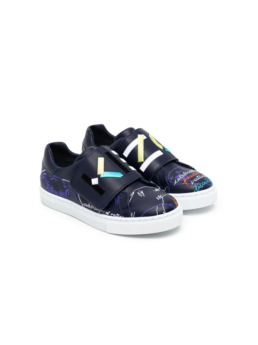 

Kenzo Kids tenis bajos con logo estampado - Azul