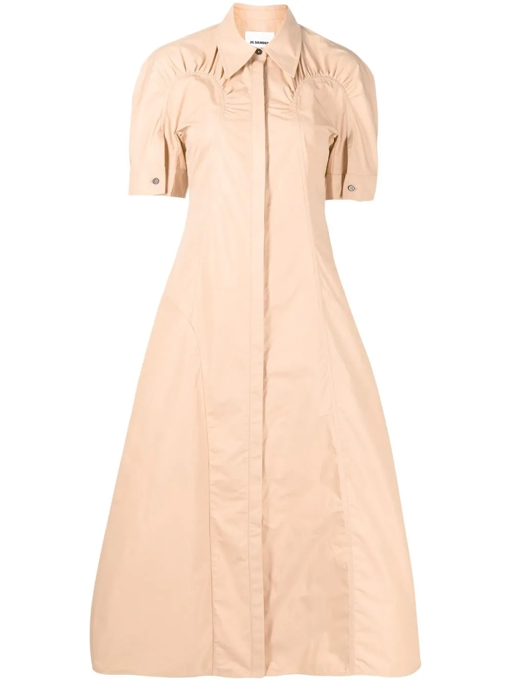 

Jil Sander vestido camisero midi con cinturón - Marrón