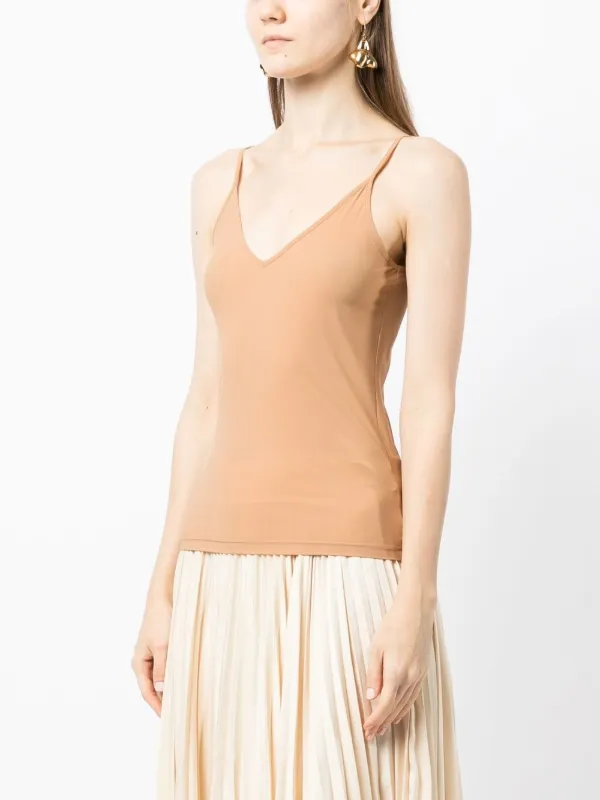 JIL SANDER ノースリーブトップス ブラウン/イエロー Jil Sander ノースリーブ Vネックトップ | ブラウン | FARFETCH JP