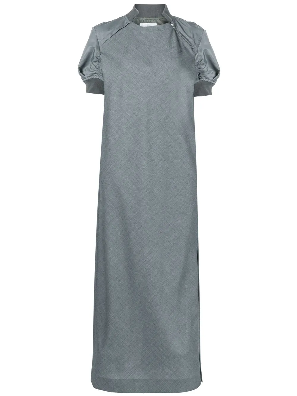 

sacai vestido midi con capa de chamarra - Gris