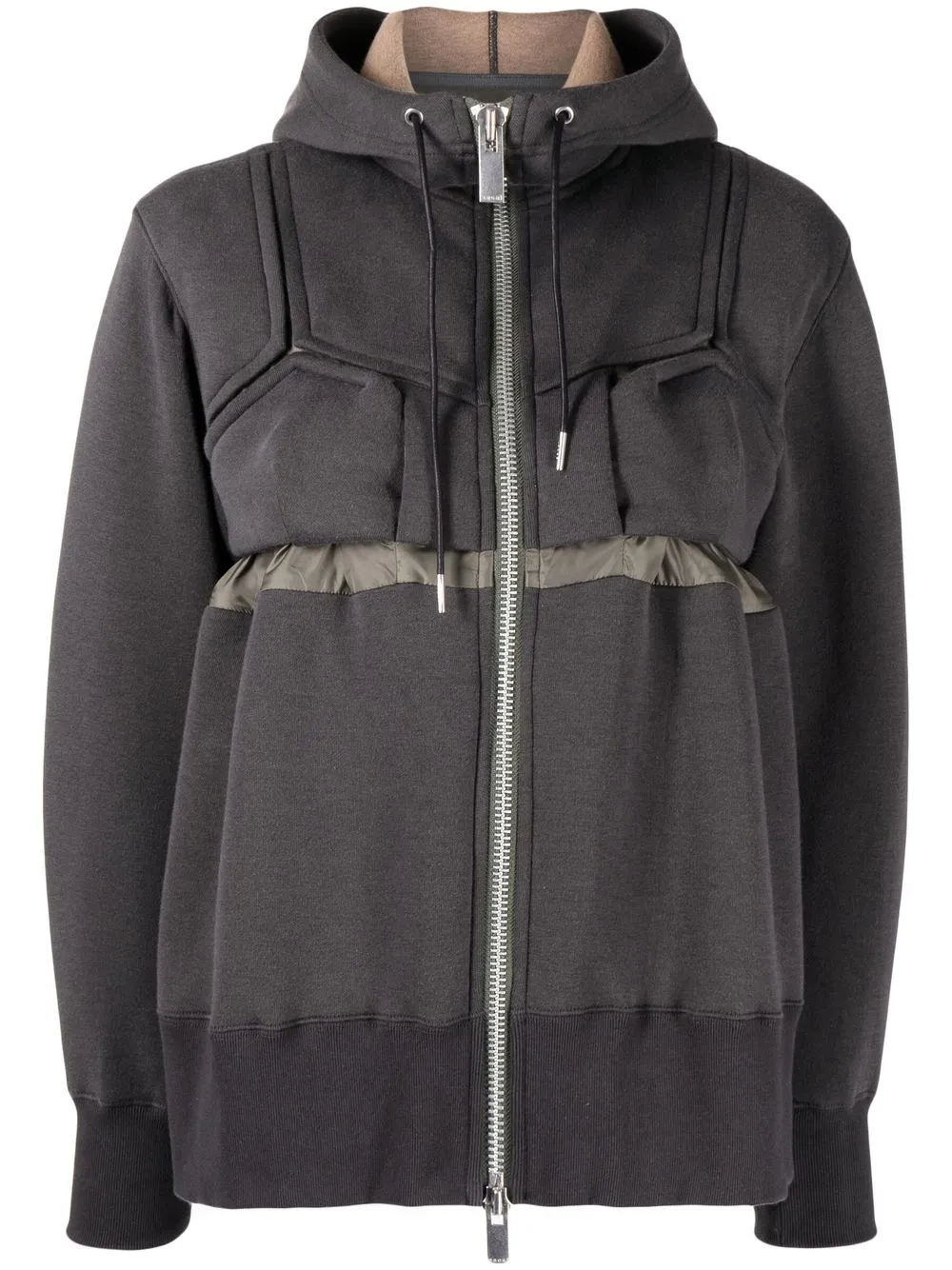 

sacai hoodie con panel en contraste - Gris