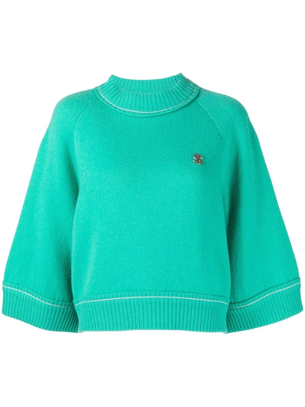 

sacai logo-plaque draped sleeve jumper - Green