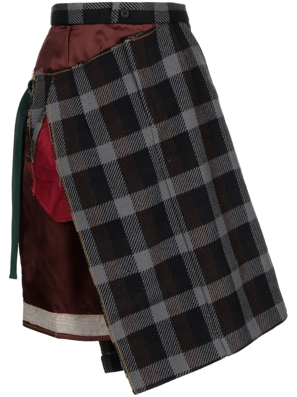 

Kolor asymmetric tartan-check skirt - Blue