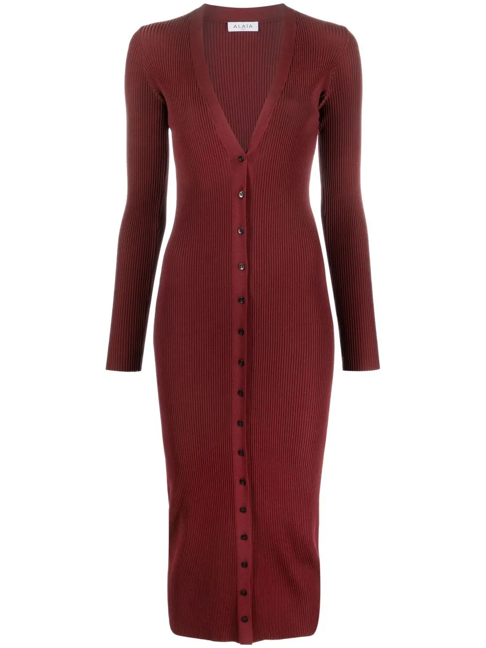 Alaïa vestido tejido con cuello en V | rojo | Image 1