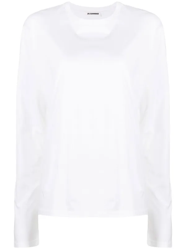 ◆JIL SANDER◆ オフホワイト クルーネック 長袖Tシャツ Jil Sander クルーネック ロングTシャツ | ホワイト | FARFETCH JP