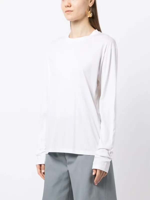 【関税込み】Jil Sander ホワイト クルーネック 長袖Tシャツ Jil Sander クルーネック ロングTシャツ | ホワイト | FARFETCH JP
