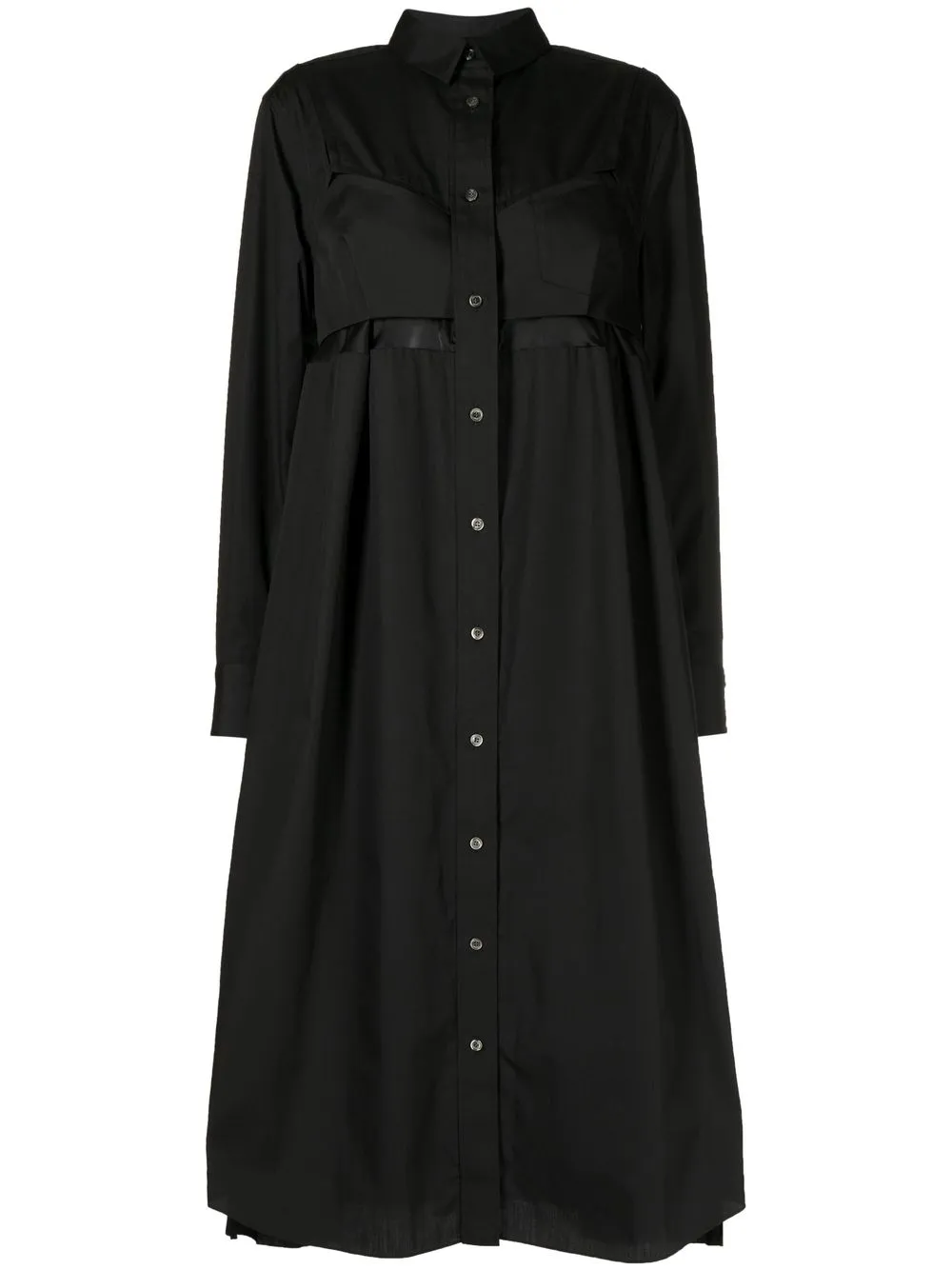 

sacai puff-styled maxi shirt dress - Black