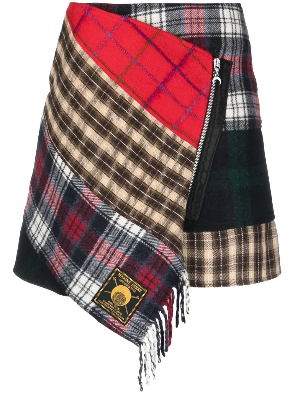 

Marine Serre Clashing Tartans wrap mini skirt - Blue