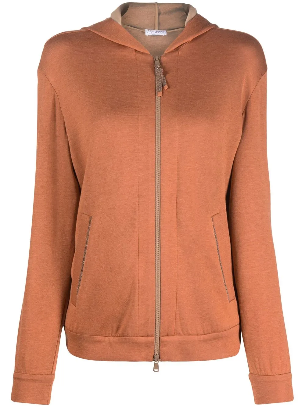 

Brunello Cucinelli Monili chain zipped hoodie - Orange