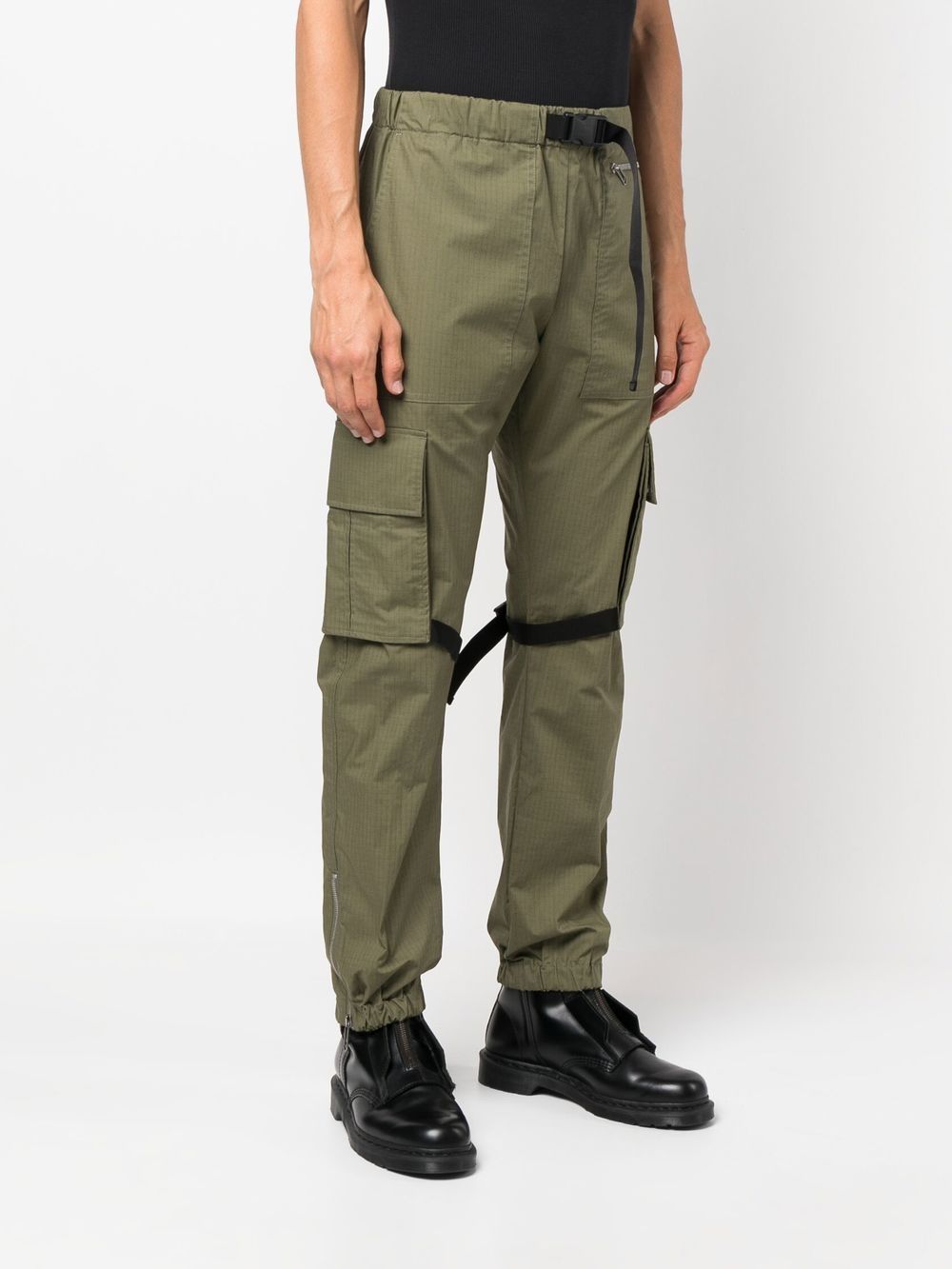 Shop Off-white Tab Detail Tapered Trousers In Grün
