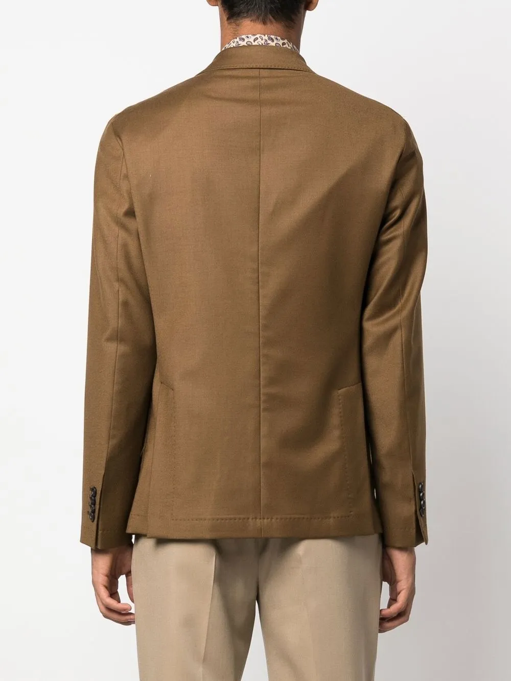 Manuel Ritz Double-breasted Wool Blazer In Brown