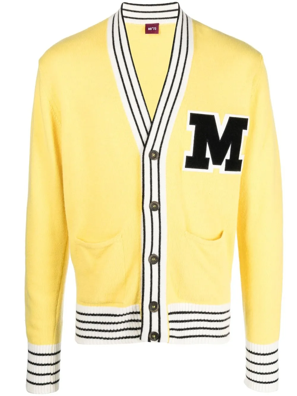 

Manuel Ritz stripe-trimmed V-neck cardigan - Yellow