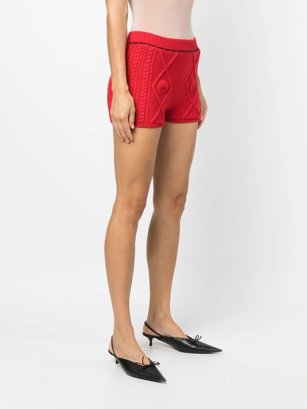 MARINE SERRE CABLE KNIT MINI SHORTS