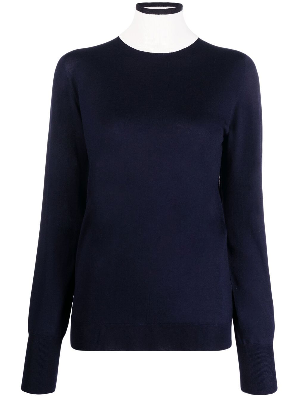 Jil Sander contrast-neck long-sleeved jumper - Blue