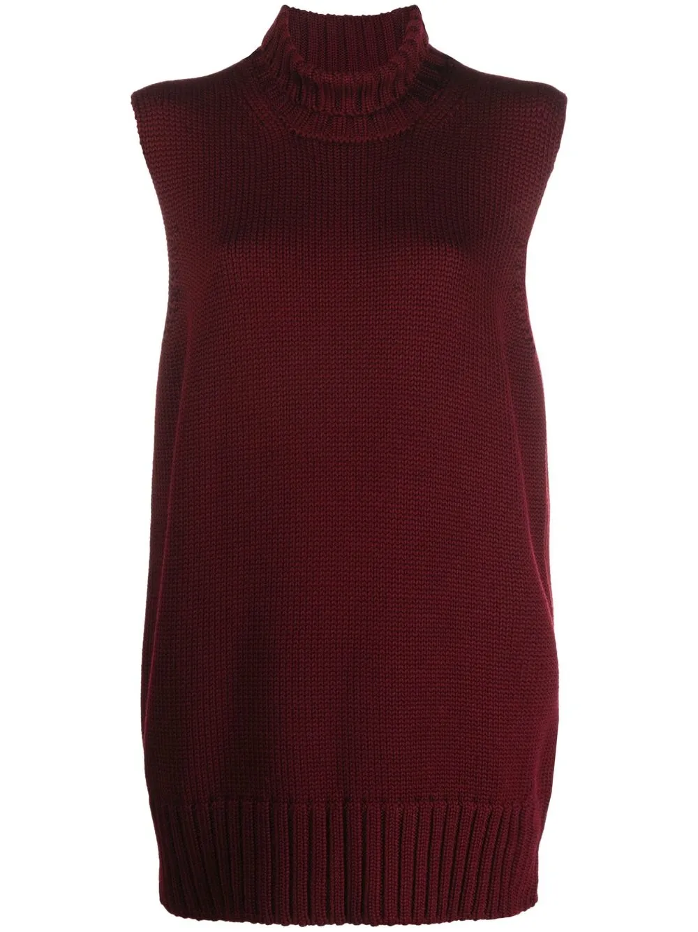 

Jil Sander chaleco tejido con cuello alto - Rojo