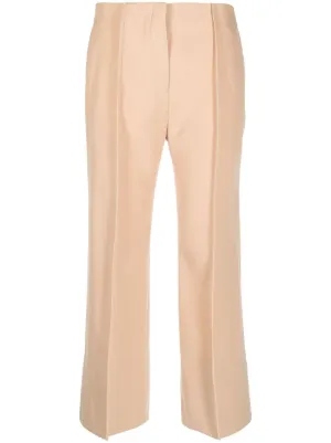 【関税&送料込】Jil Sander Peach Viscose Cropped Cut Pant JIL SANDER Cropped floral-jacquard flared pants | NET-A-PORTER