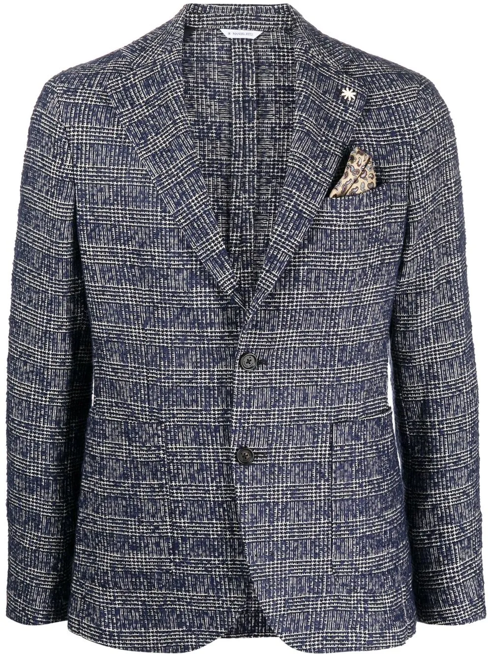 

Manuel Ritz blazer con botones y cuadros estampados - Azul