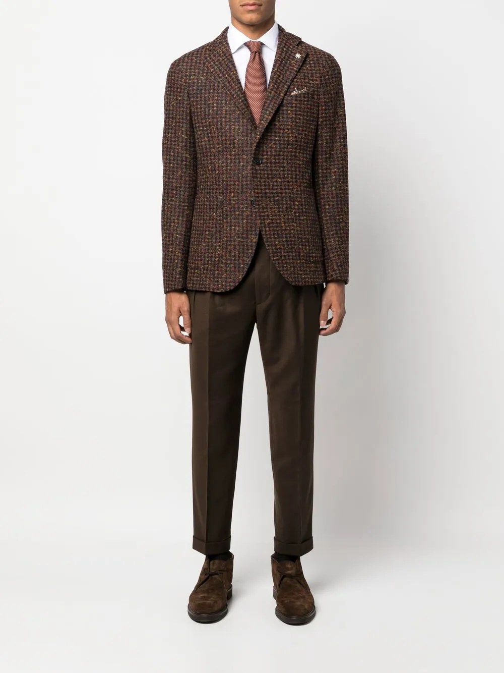 houndstooth single breasted blazer