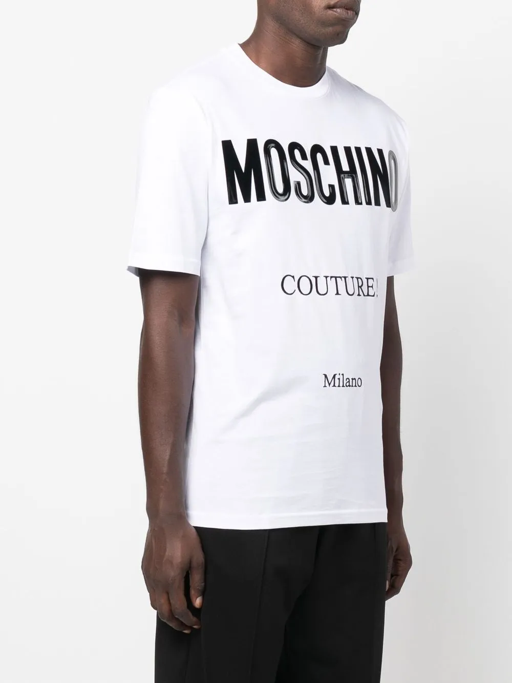  Moschino T Shirt Aus Bio Baumwolle Mit Logo Print   Weiß 