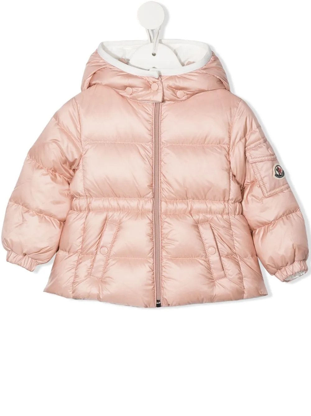 

Moncler Enfant chamarra capitonada con parche del logo - Rosado