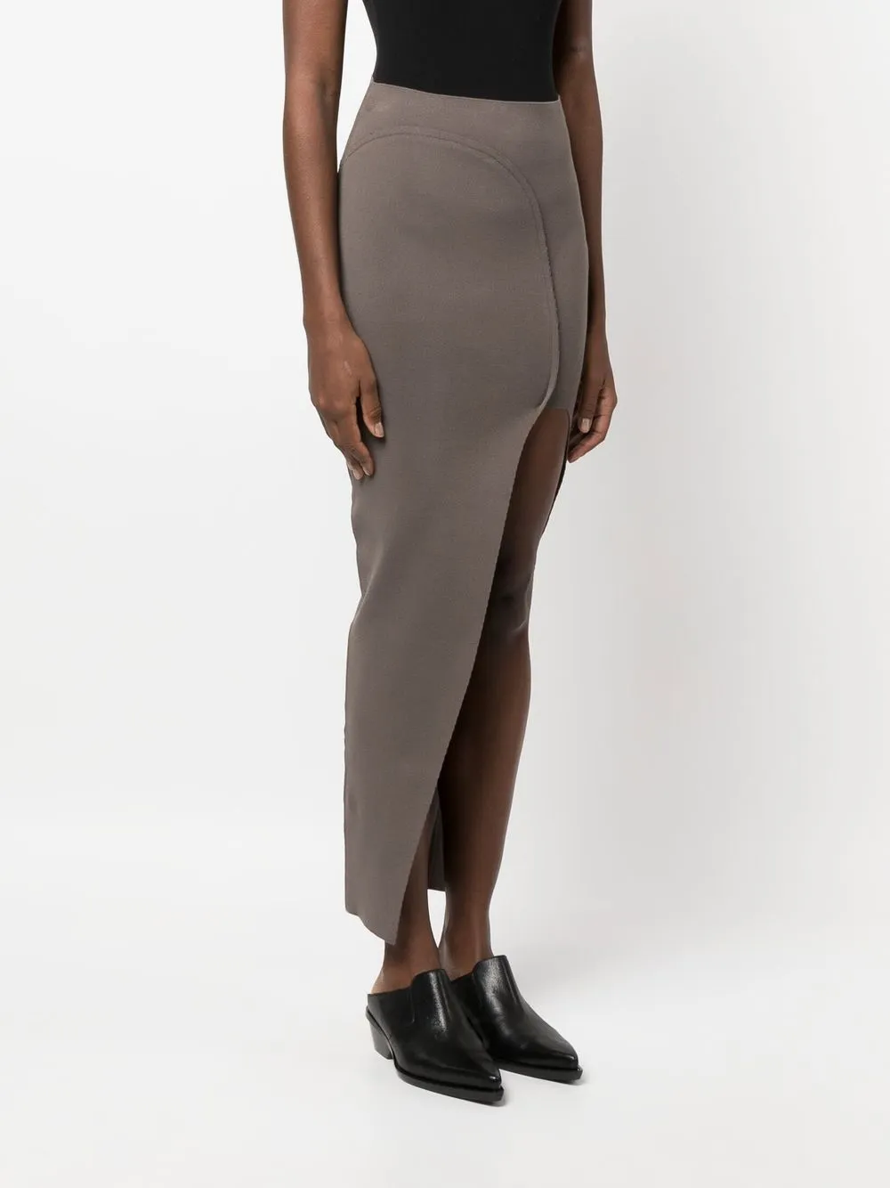  Rick Owens Asymmetrischer Midirock   Grau 