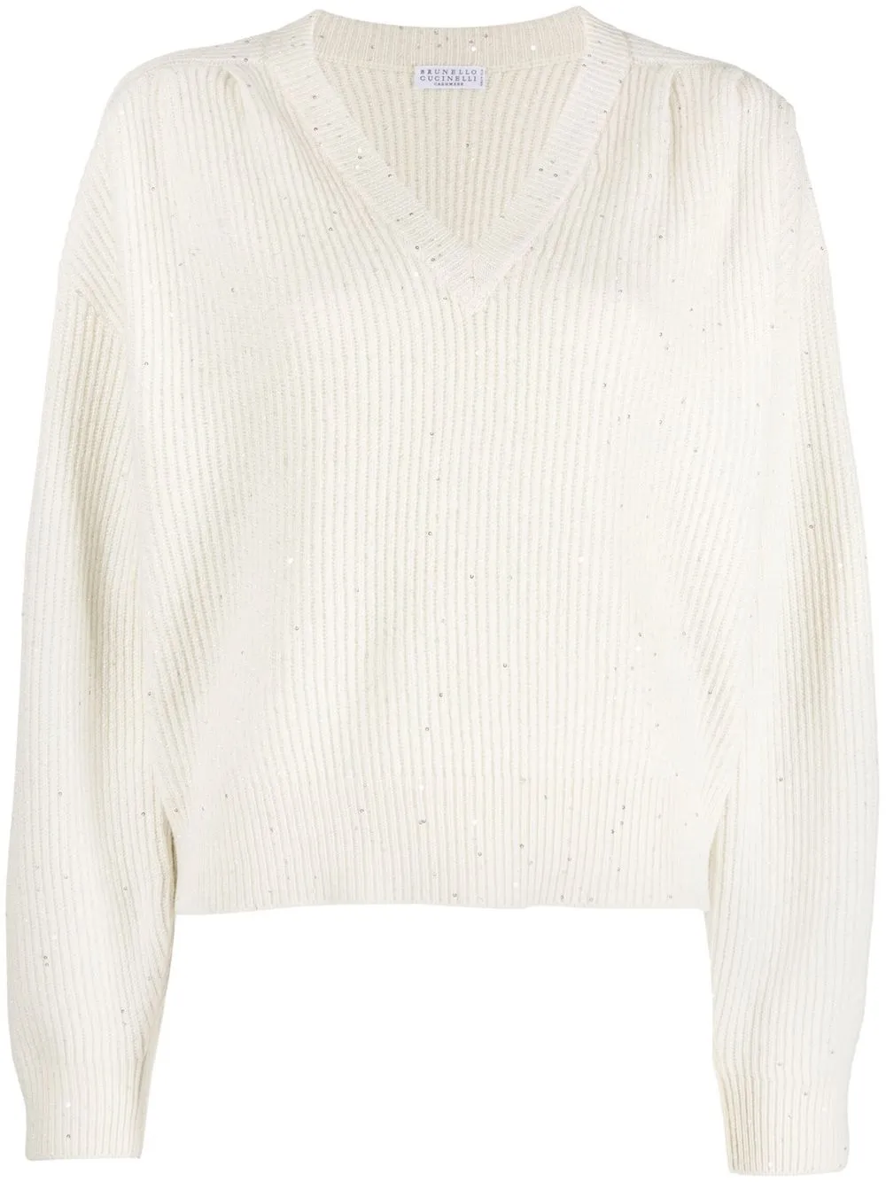 

Brunello Cucinelli embellished V-neck jumper - Neutrals