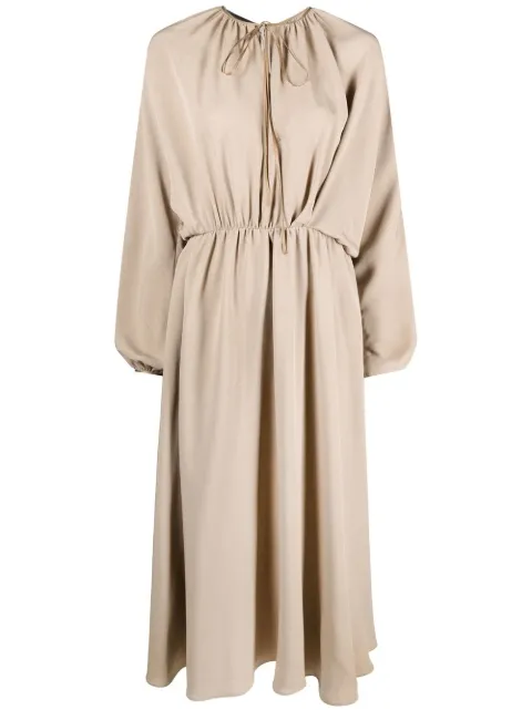balloon-sleeve midi dress