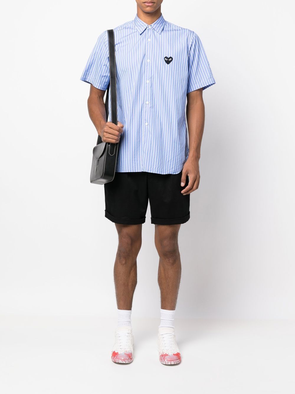 Image 2 of Comme Des Garçons Play heart-patch striped shirt