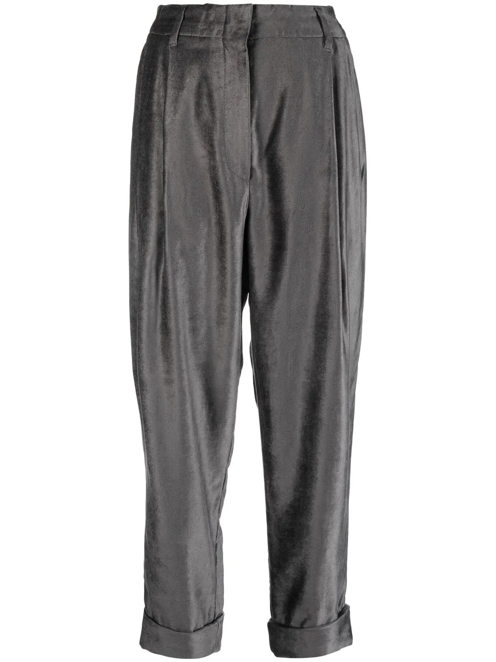 

Brunello Cucinelli pantalones capri de terciopelo - Gris