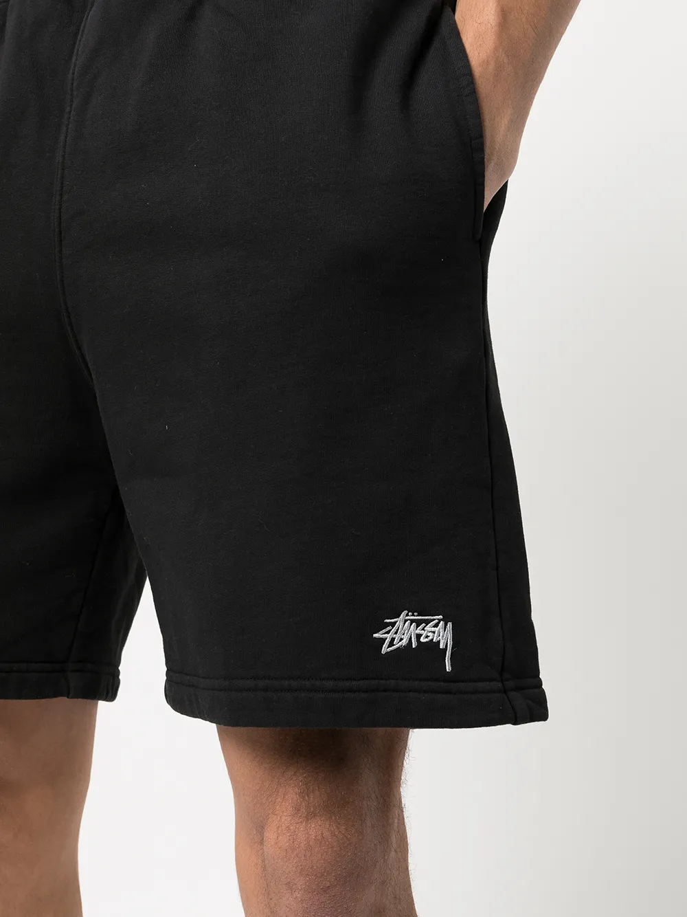 Stussy Solid Stock EMB Black Track Shorts