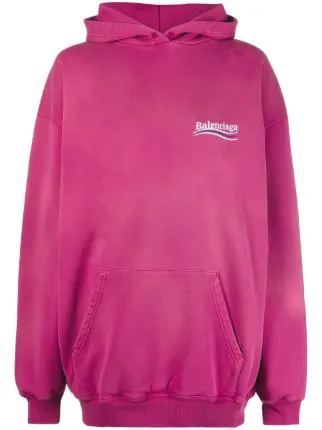 Balenciaga Embroidered Logo Hoodie Pink FARFETCH