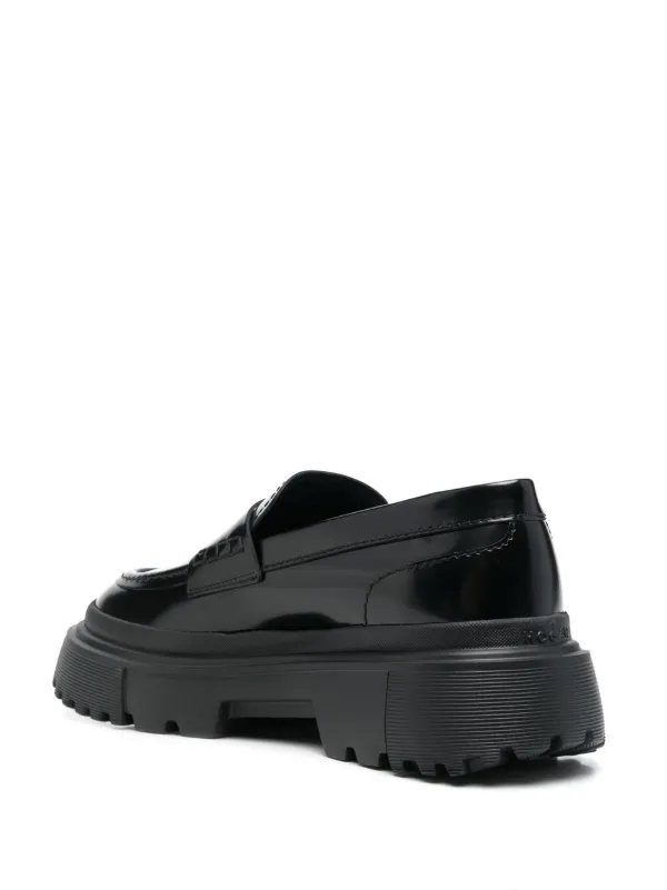 HOGAN ブラックレザー ローファー Hogan レザーローファー | ブラック | FARFETCH JP