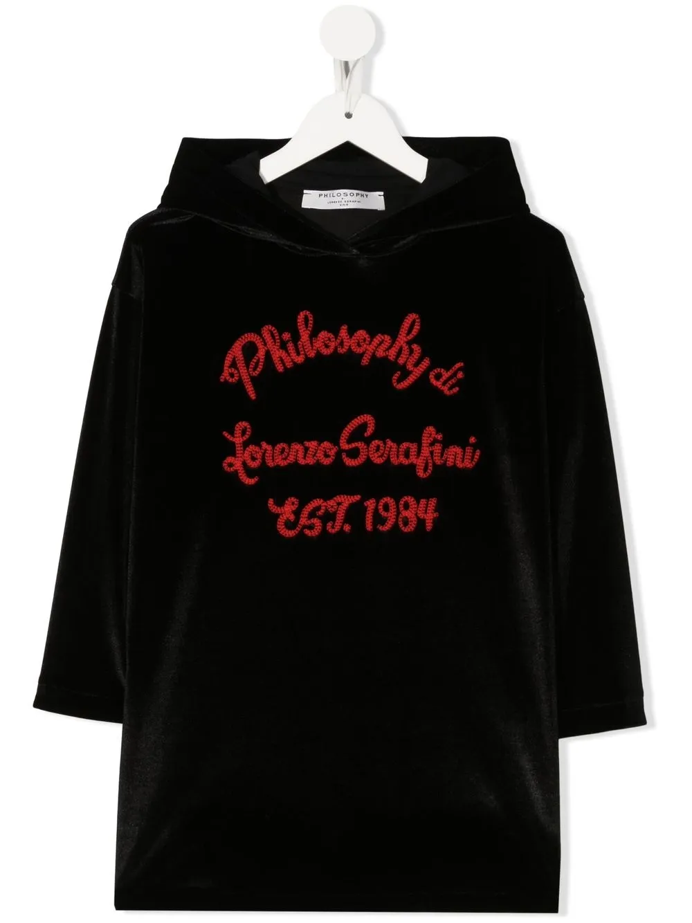 

Philosophy Di Lorenzo Serafini Kids embroidered-logo velvet dress - Black