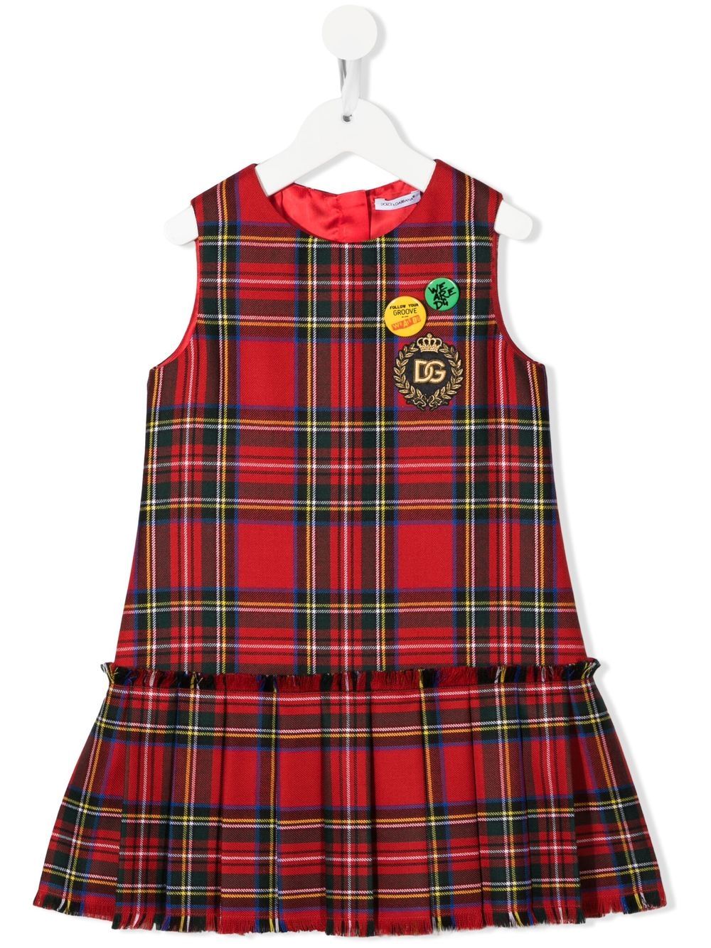 Shop Dolce & Gabbana Tartan-print Sleeveless Dress In Red