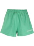 Sporty & Rich logo-print detail shorts - Green