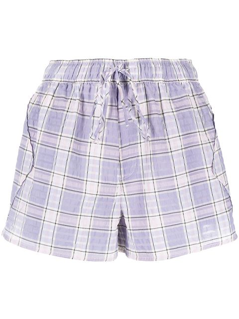 GANNI check-print seersucker shorts