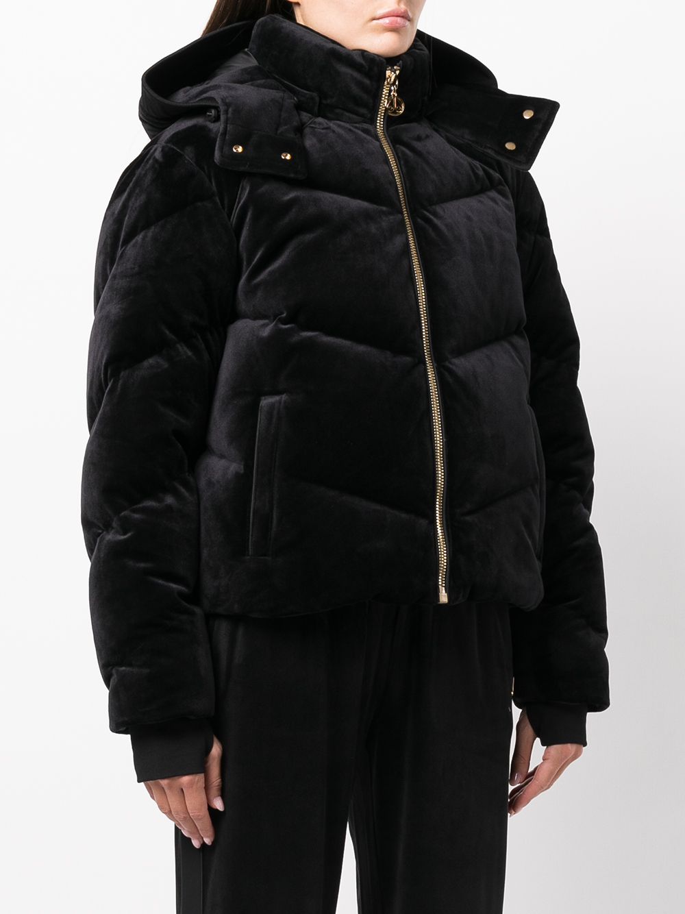 Moose Knuckles velvet-effect Padded Hooded Jacket - Farfetch