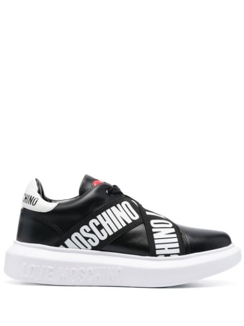 Love Moschino logo-print elasticated strap sneakers