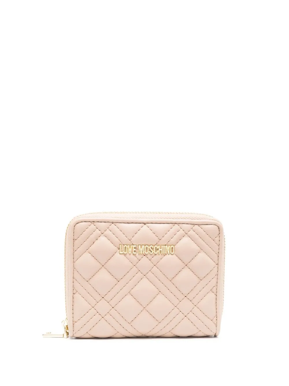 

Love Moschino logo-plaque quilted wallet - Neutrals
