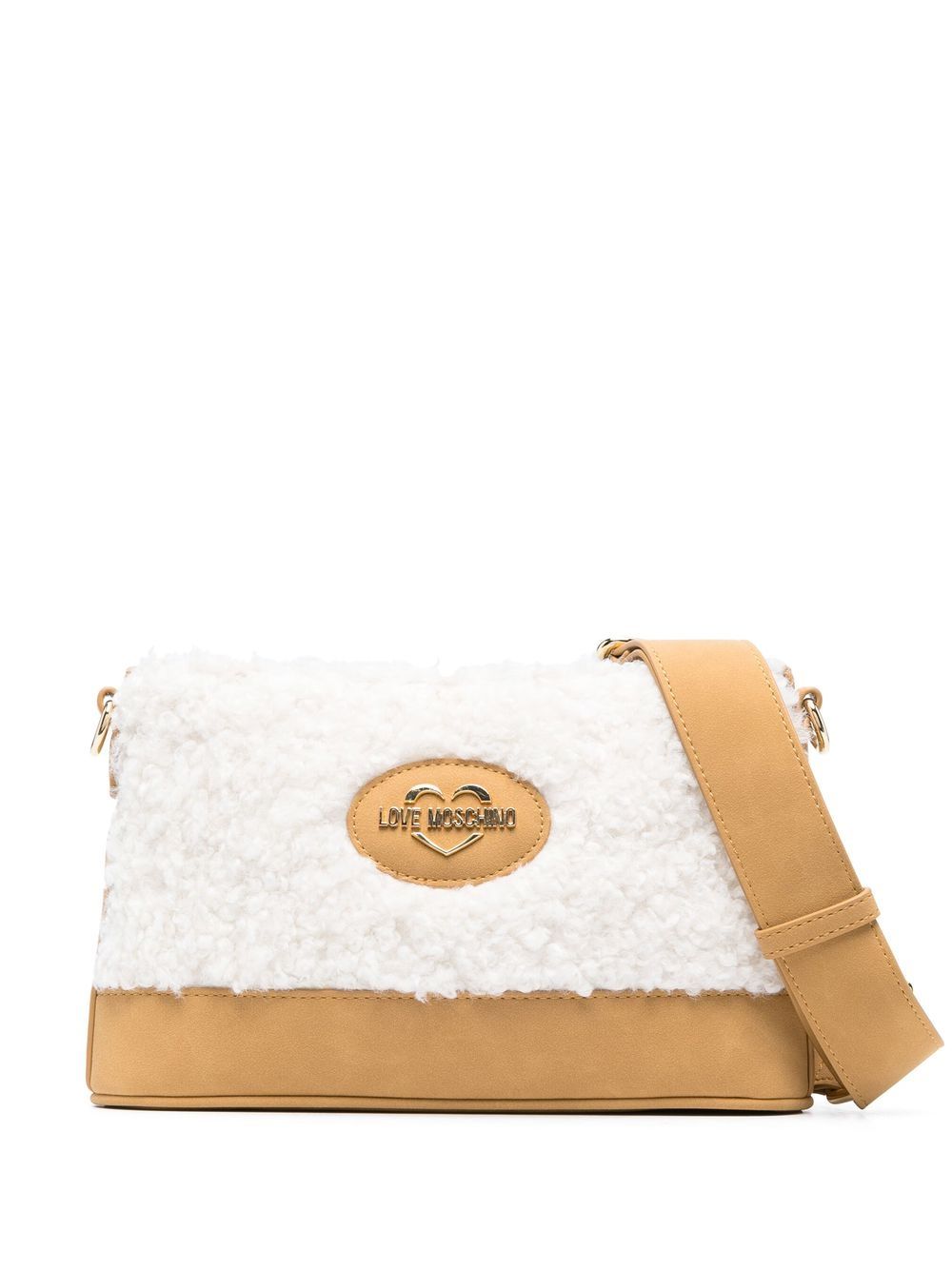 Love Moschino faux-shearling crossbody bag - Neutrals