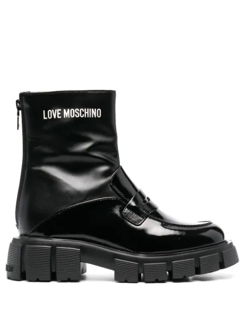 Love Moschino logo-print ankle boots