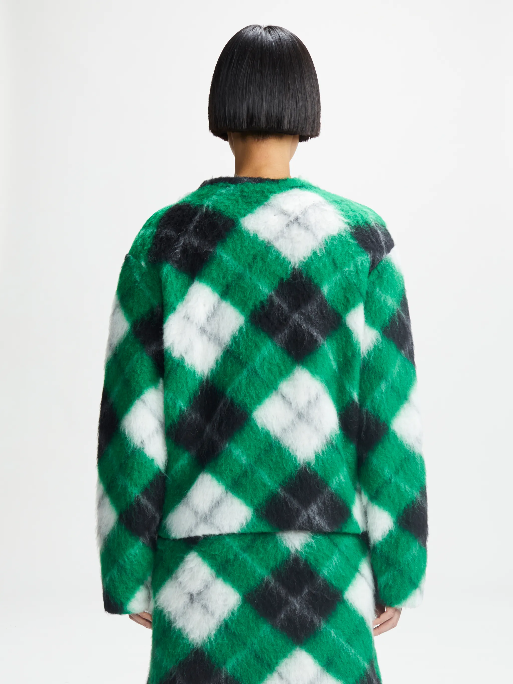 LONG HAIR CHECK CARDIGAN