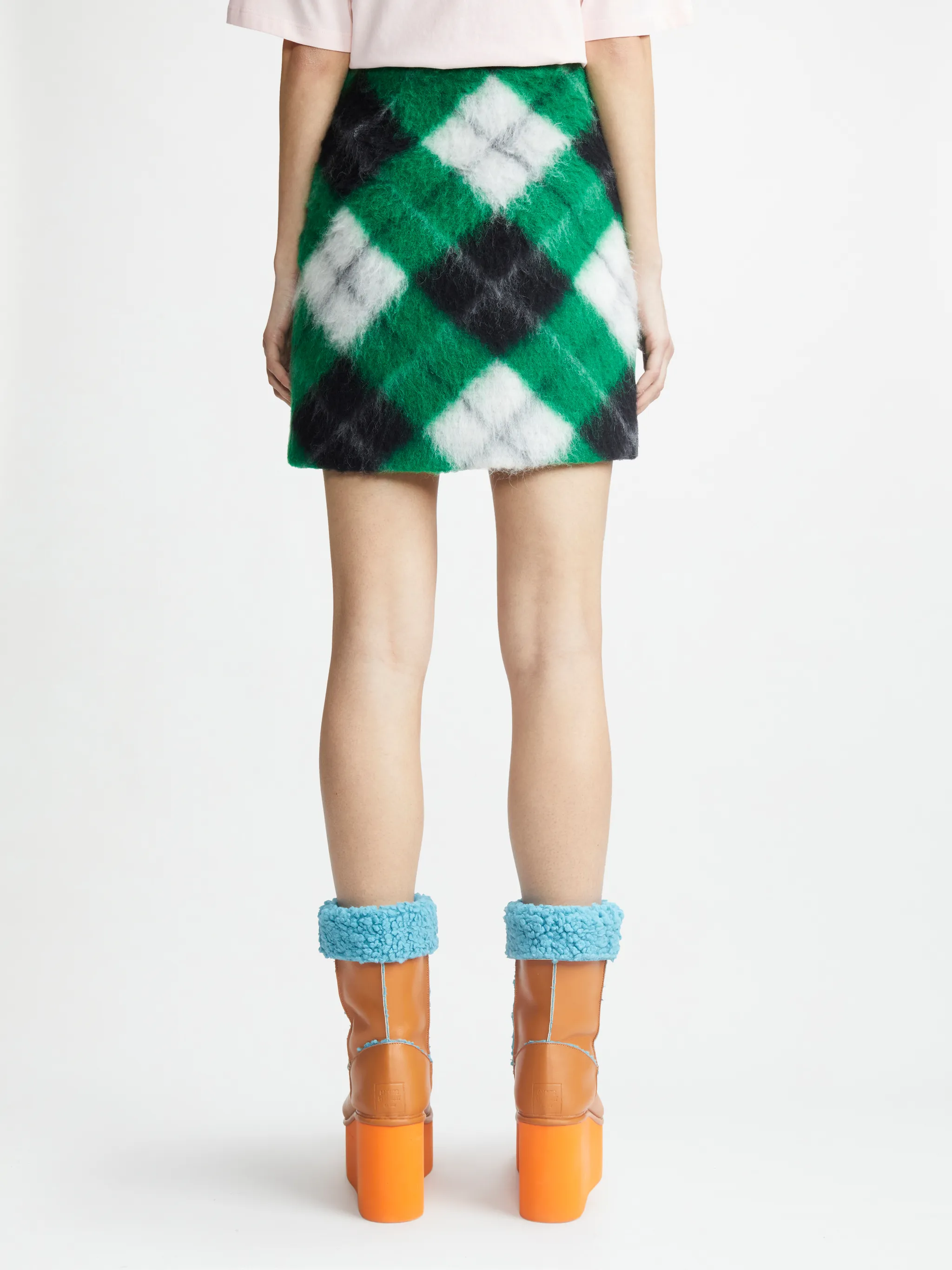 LONG HAIR CHECK MINI SKIRT