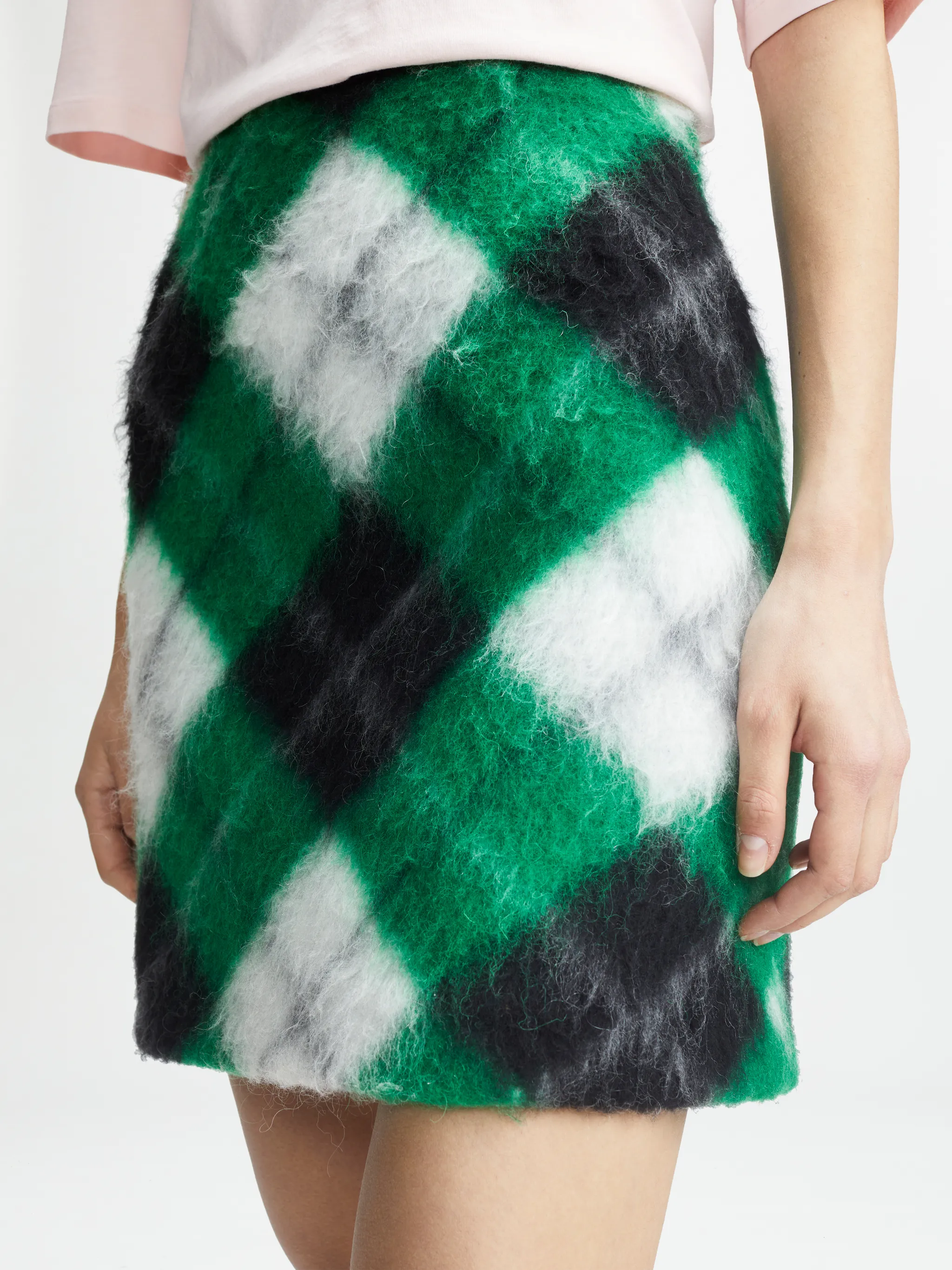LONG HAIR CHECK MINI SKIRT