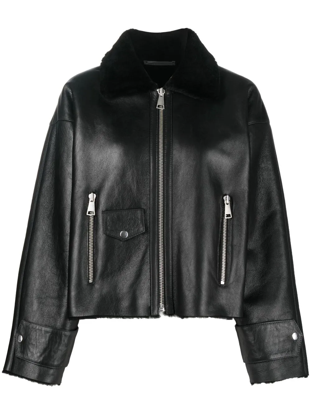 

Liska fur-collar leather jacket - Black